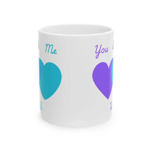 Purple and Aqua Blue You & Me = US Heart Ceramic Mug - Perfect for Gifts and Celebrations