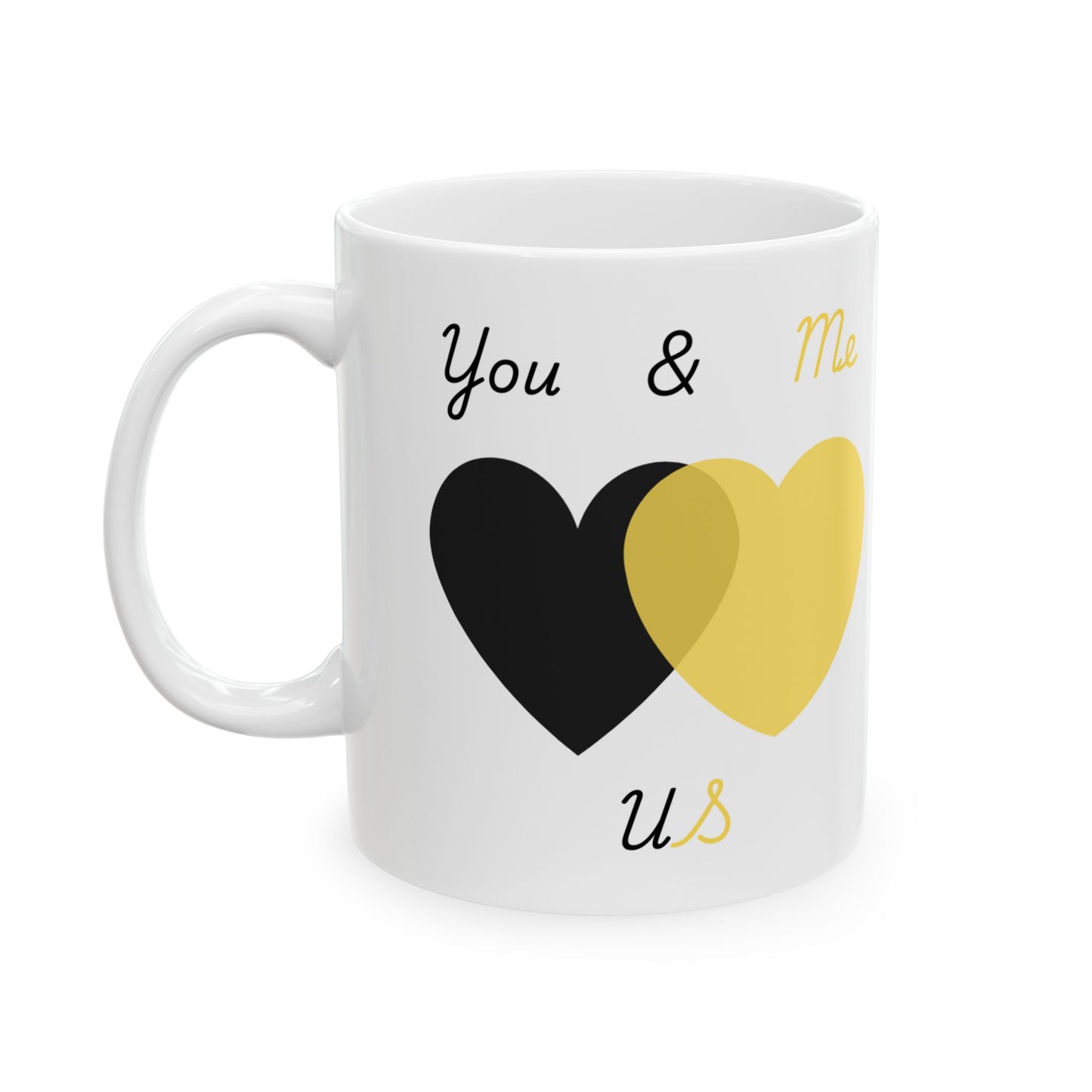 Black and Yellow You & Me = US Heart Ceramic Mug - Perfect for Gifts and Celebrations