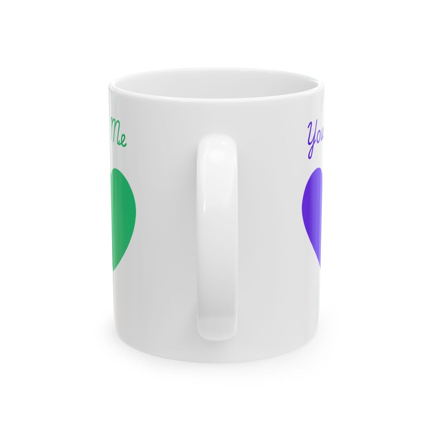 Purple and Green You & Me = US Heart Ceramic Mug - Perfect for Gifts and Celebrations