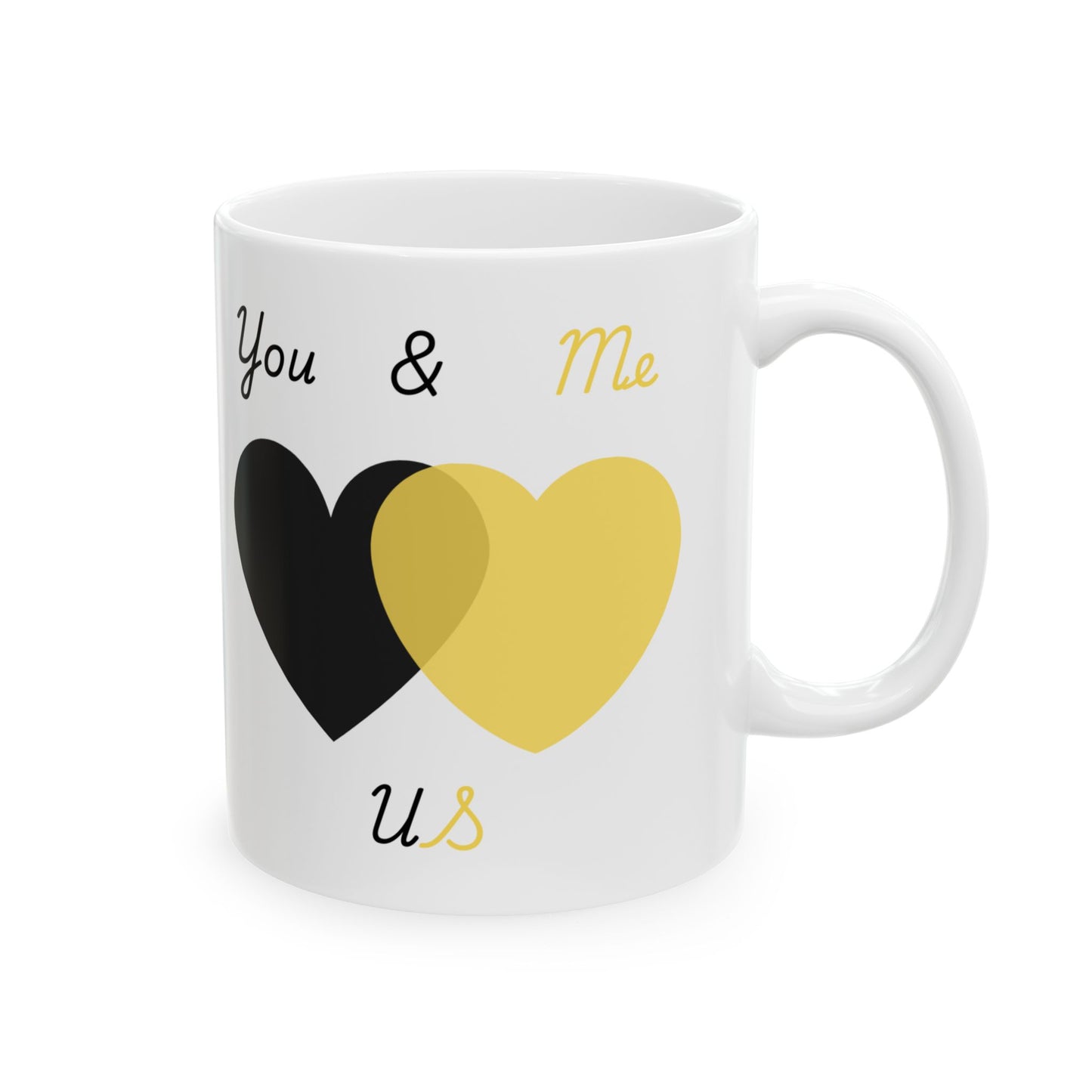 Black and Yellow You & Me = US Heart Ceramic Mug - Perfect for Gifts and Celebrations