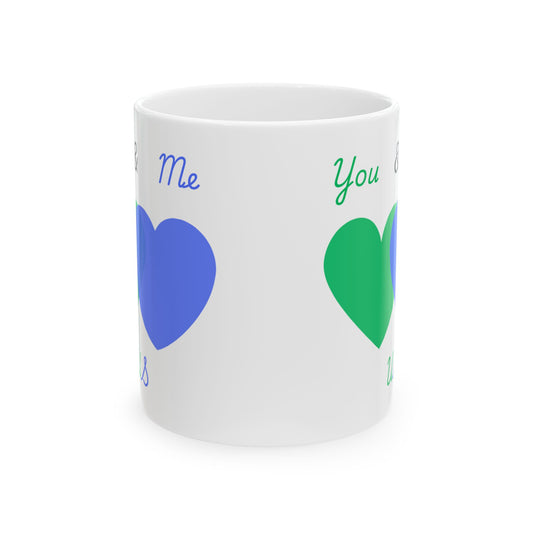 Green and Blue You & Me = US Heart Ceramic Mug - Perfect for Gifts and Celebrations