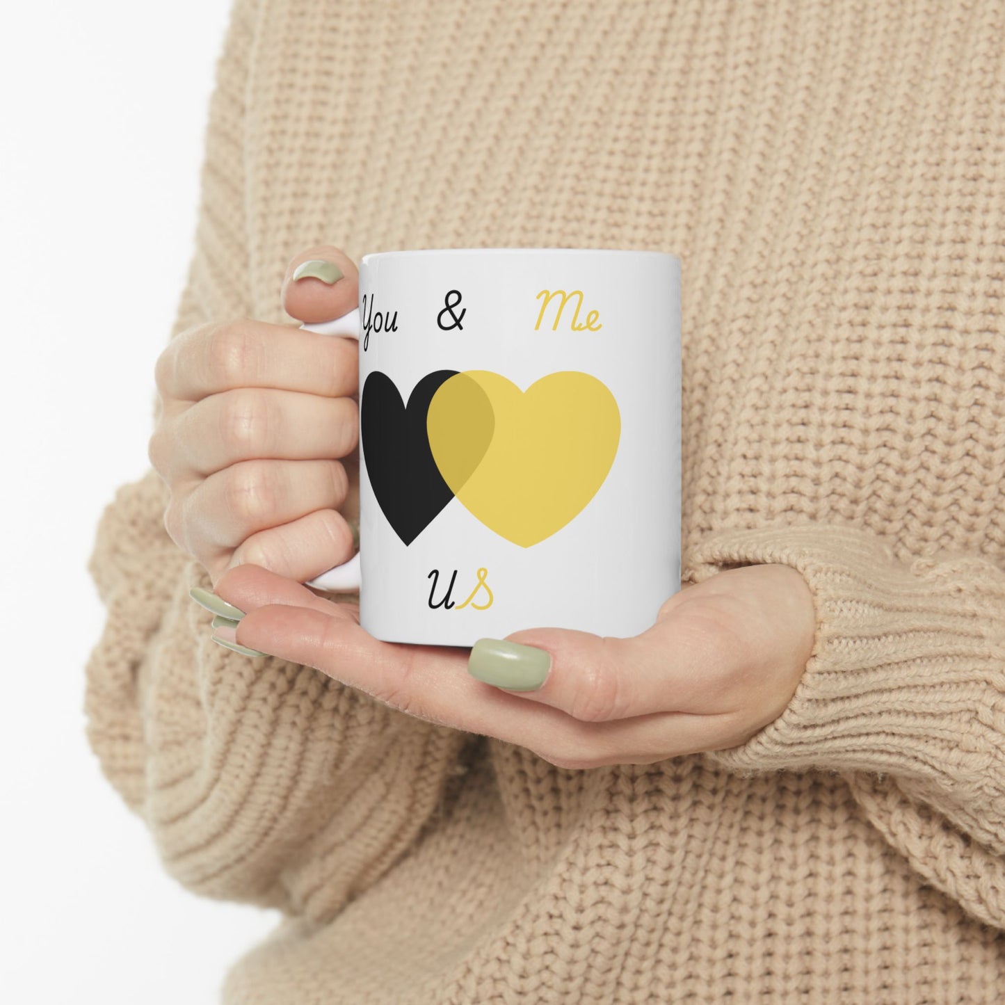 Black and Yellow You & Me = US Heart Ceramic Mug - Perfect for Gifts and Celebrations