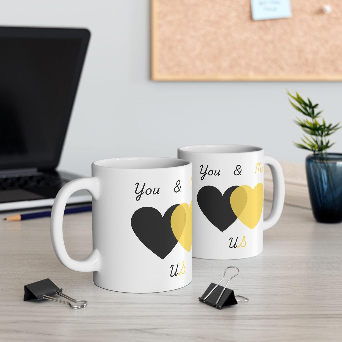 Black and Yellow You & Me = US Heart Ceramic Mug - Perfect for Gifts and Celebrations