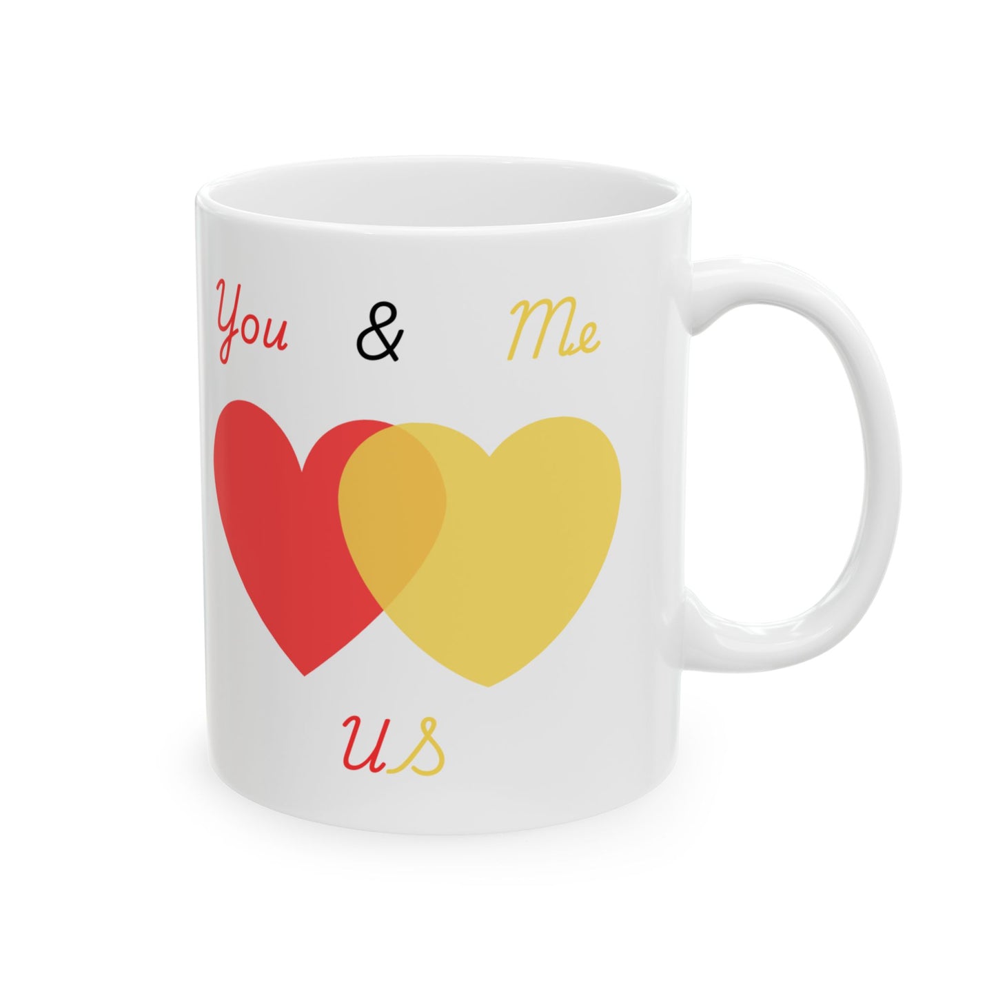 Red and Yellow You & Me = US Heart Ceramic Mug - Perfect for Gifts and Celebrations