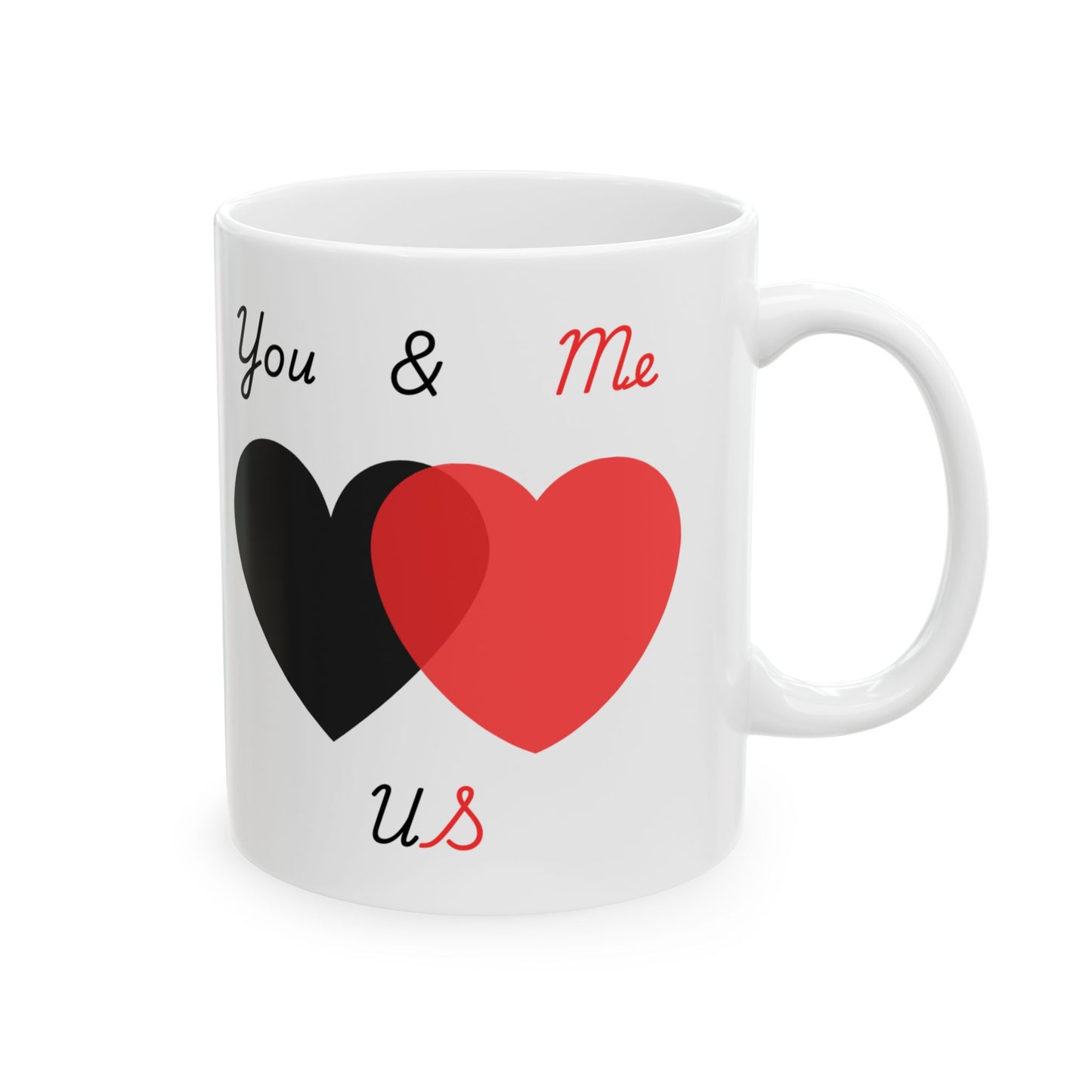 Black and Red You & Me = US Heart Ceramic Mug - Perfect for Gifts and Celebrations