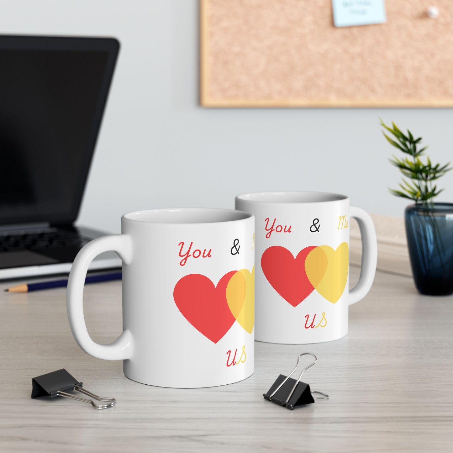 Red and Yellow You & Me = US Heart Ceramic Mug - Perfect for Gifts and Celebrations