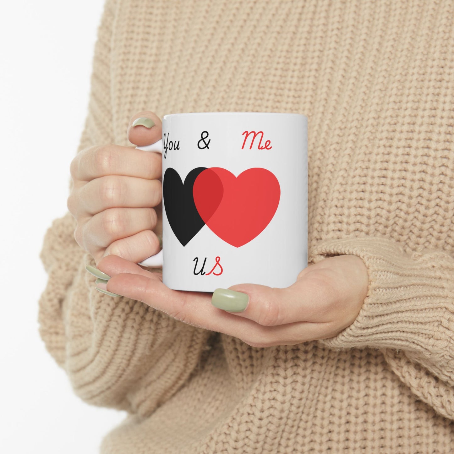 Black and Red You & Me = US Heart Ceramic Mug - Perfect for Gifts and Celebrations