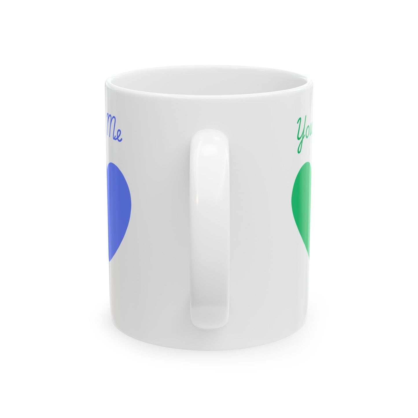 Green and Blue You & Me = US Heart Ceramic Mug - Perfect for Gifts and Celebrations