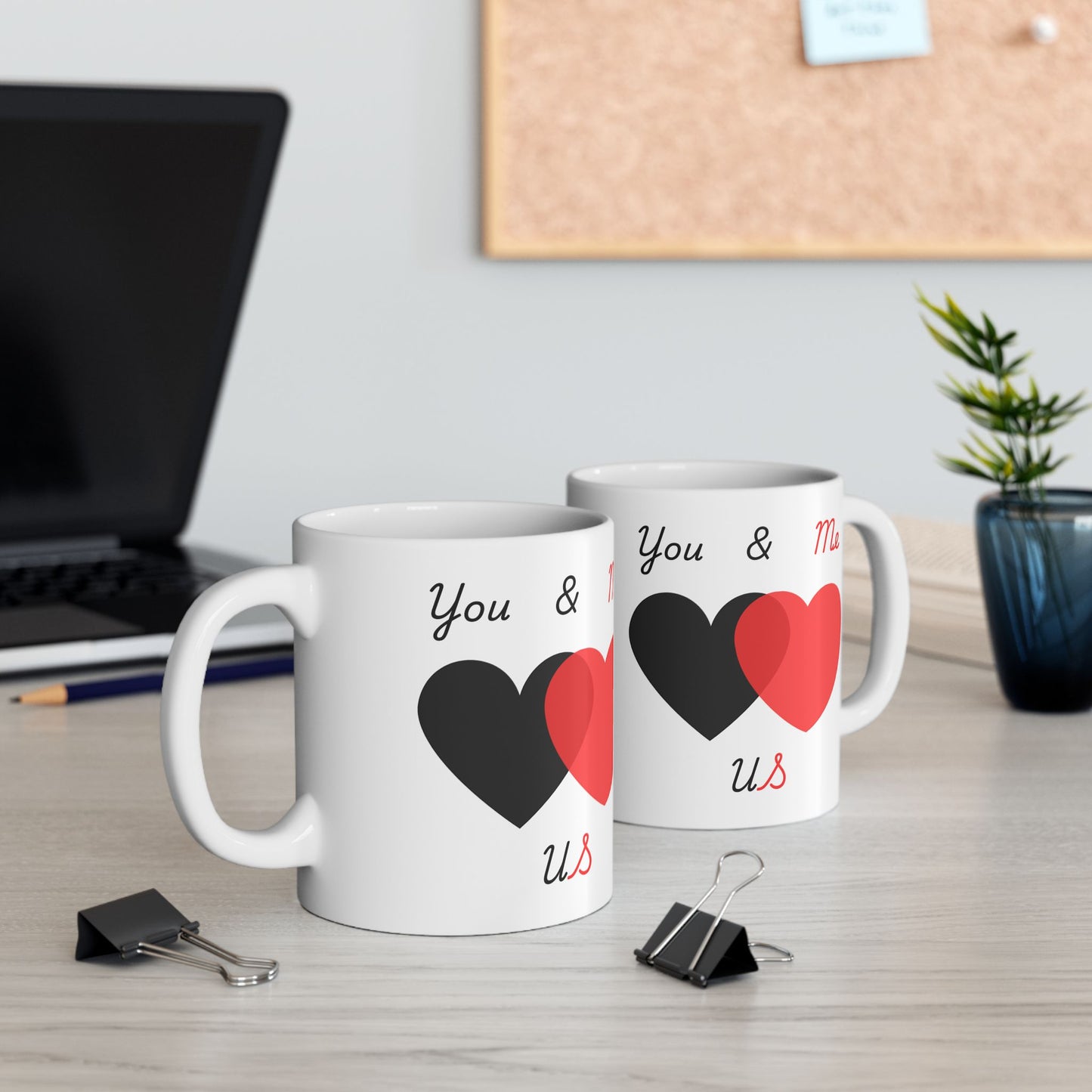 Black and Red You & Me = US Heart Ceramic Mug - Perfect for Gifts and Celebrations