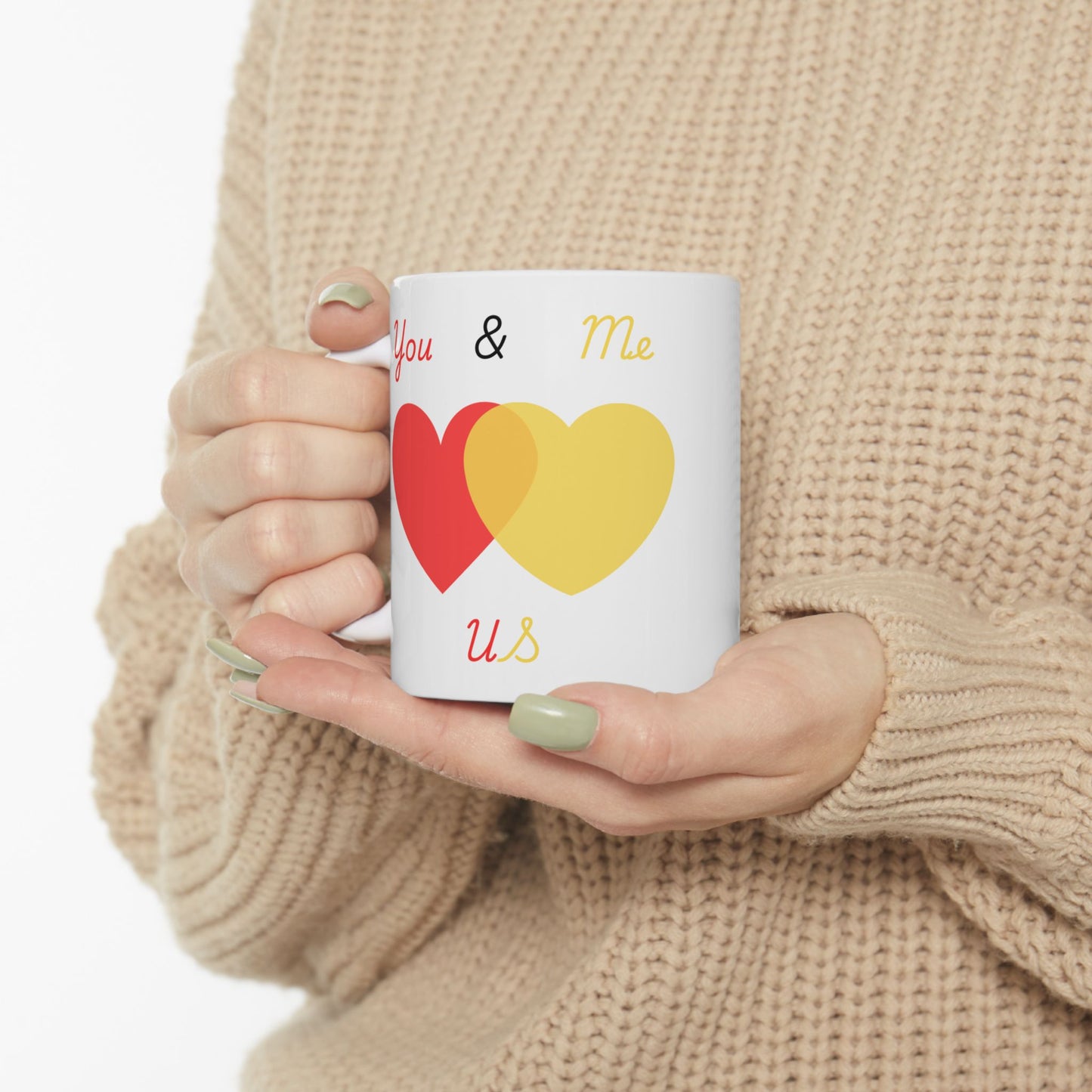 Red and Yellow You & Me = US Heart Ceramic Mug - Perfect for Gifts and Celebrations